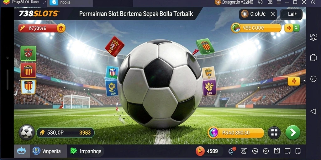 Tampilan menarik gameplay 738SLOTS yang penuh aksi sepak bola.