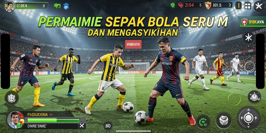 Tampilan gameplay seru dalam 918KAYA dengan aksi sepak bola yang mendebarkan.