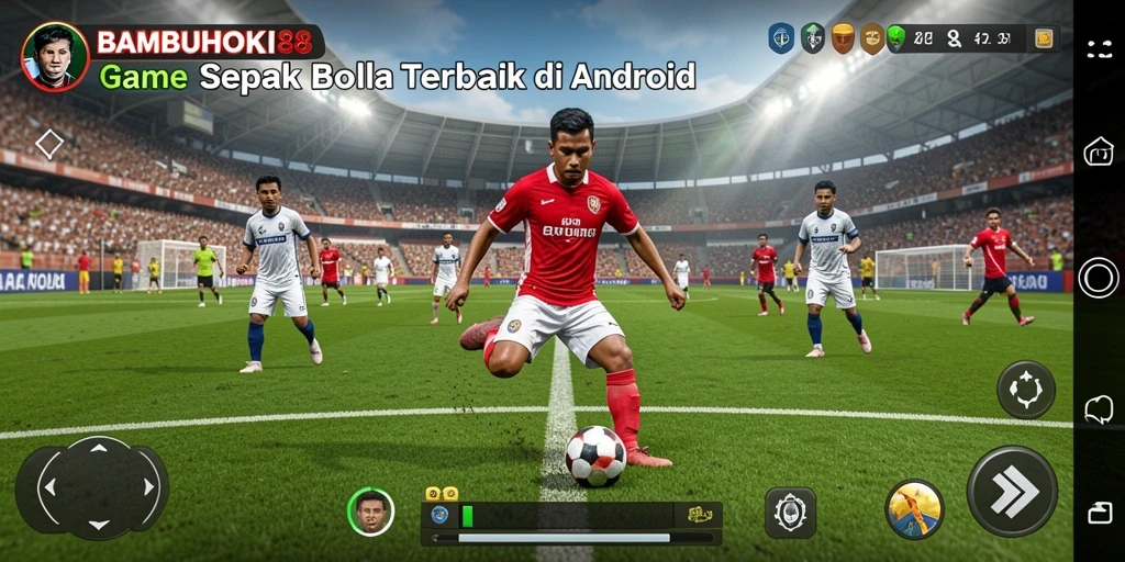 Tampilan gameplay menarik dari BAMBUHOKI88 yang menampilkan aksi sepak bola.