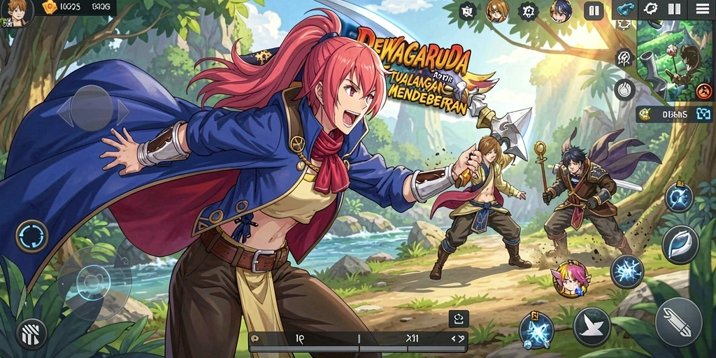 Gameplay seru DEWAGARUDA dengan karakter anime yang menarik.