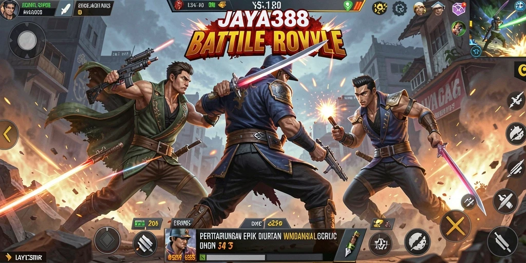 Gameplay seru JAYA388 dalam pertandingan Battle Royale.