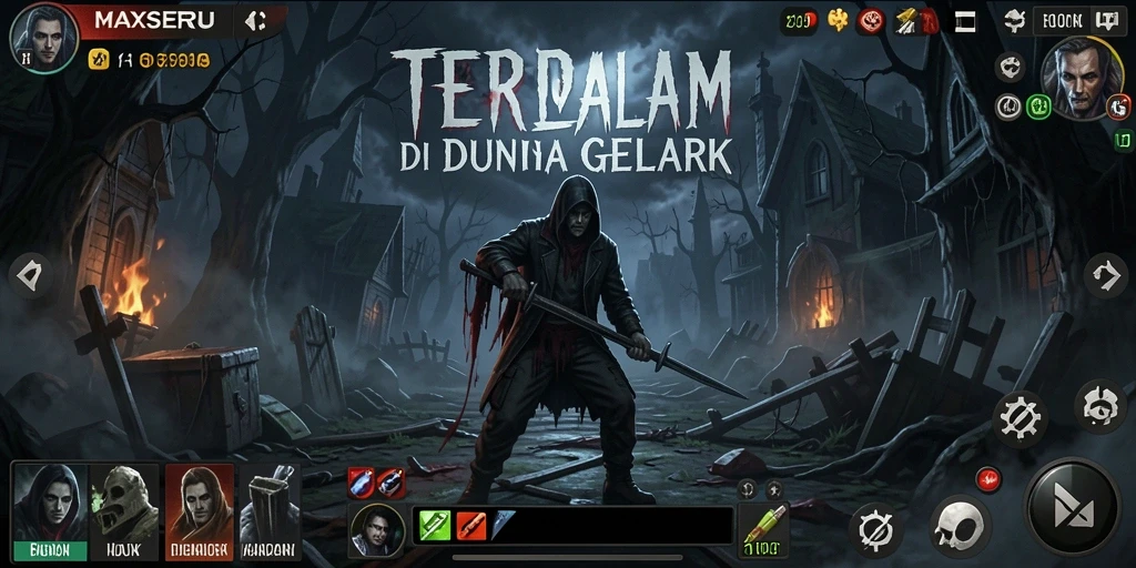 Gameplay mencekam MAXSERU dengan atmosfer menakutkan.