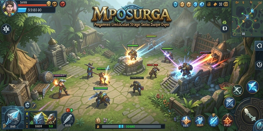 Tampilan gameplay menarik dalam MPOSURGA dengan strategi dan pertarungan.