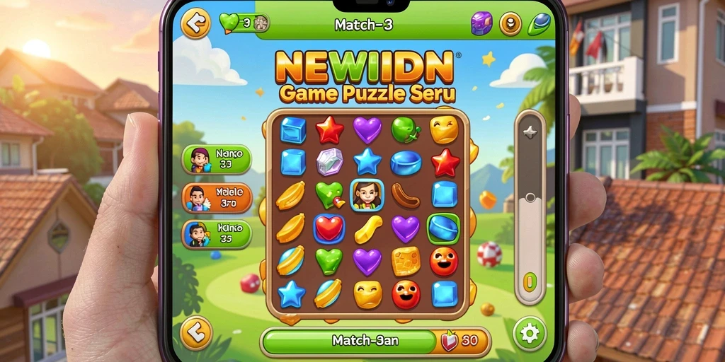 Tampilan gameplay seru game Match-3 NEWIDN.
