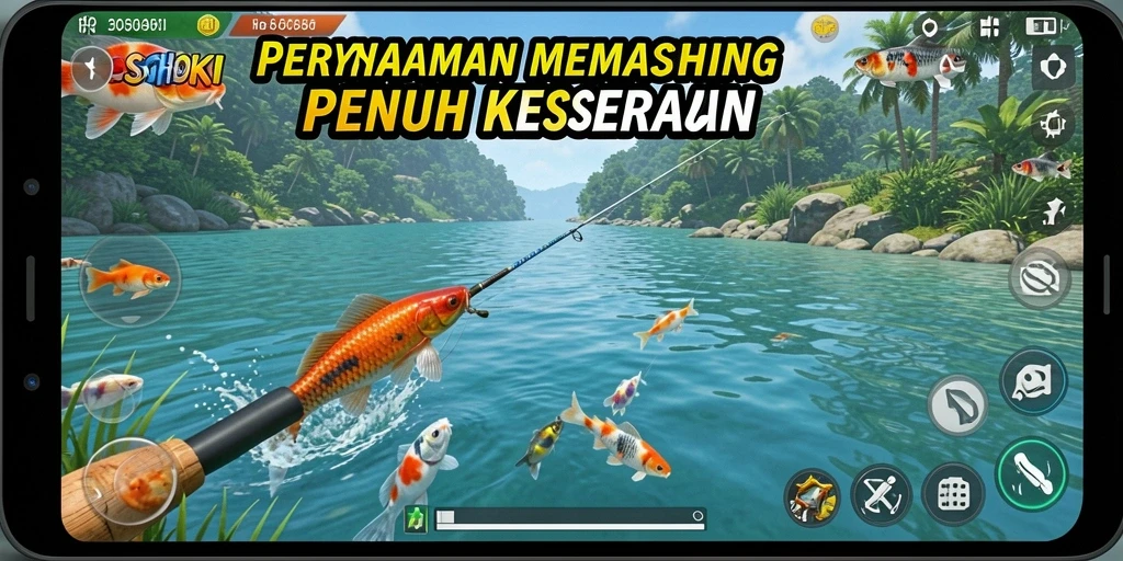 Gameplay seru memancing di ROSOHOKI dengan grafis menawan.