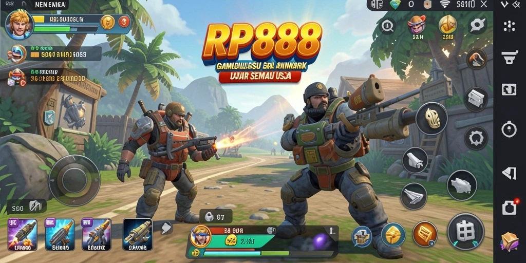 Tampilan gameplay menarik dari RP888 yang penuh warna dan interaktif.